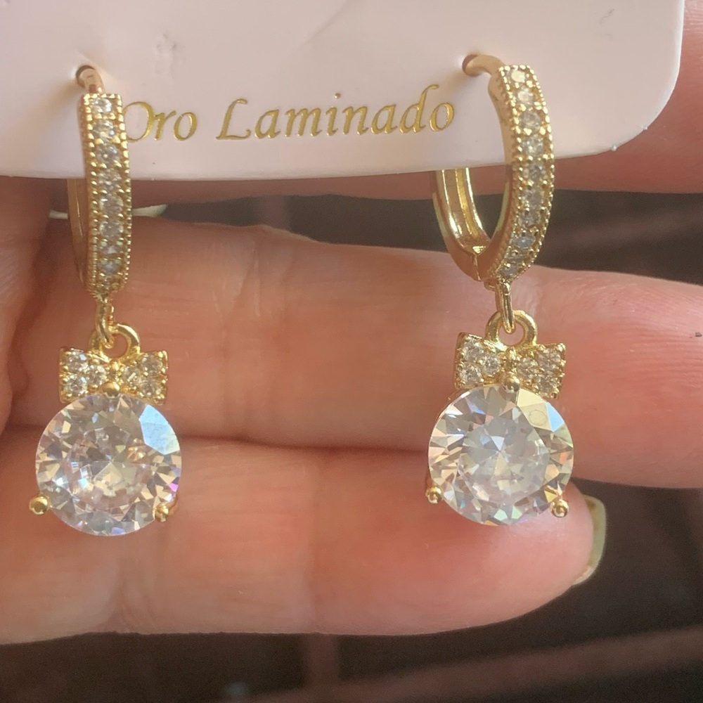 Gold Plated and Crystal Drop Earrings